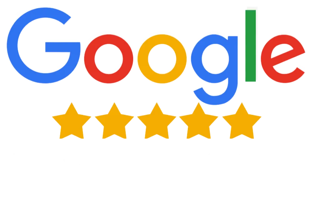 Google logo with five stars and a 4.9 out of 5 rating for customer reviews.